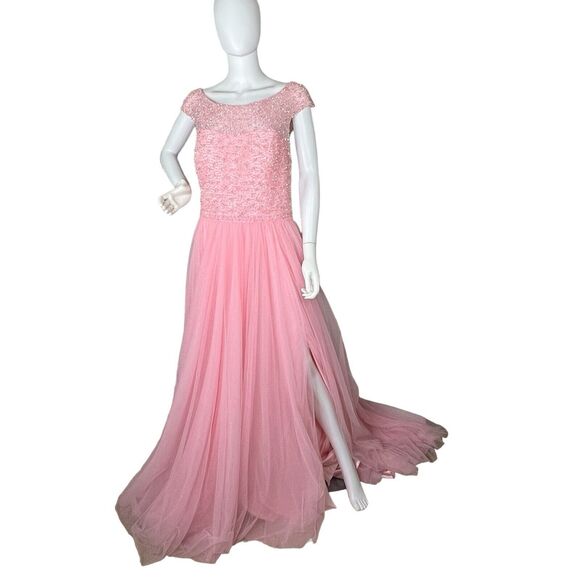 Sherri Hill Size 20 Gown Beaded Fit and Flare Formal Maxi Dress Light Pink - Picture 2 of 9